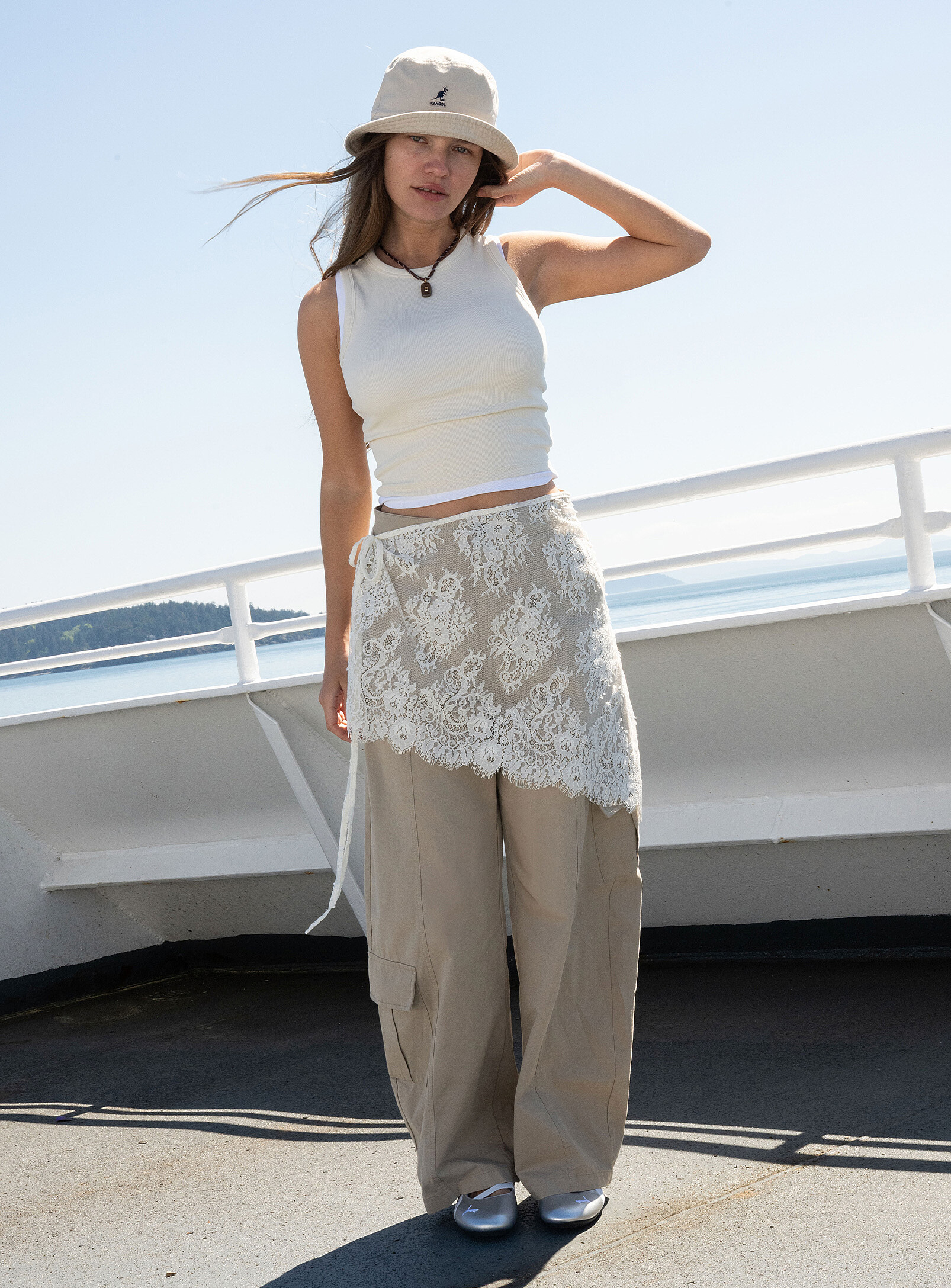 Lace scarf wide-leg pant_simons.ca